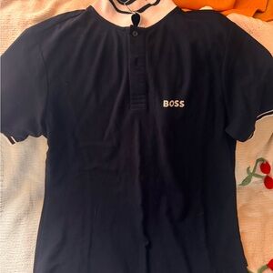 Boss Dark Blue Polo with Green Accents